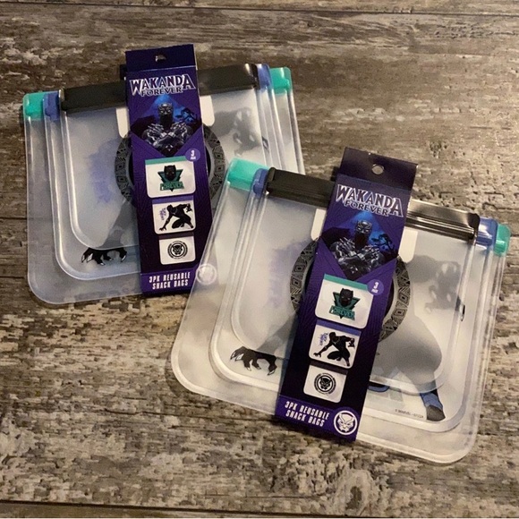 Two 3 packs Marvel Wakanda Forever Reusable snack bags - Picture 1 of 4